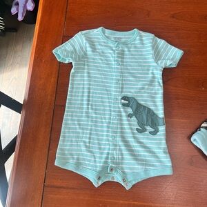 Carter's Light Blue Striped Dinosaur Bodysuit